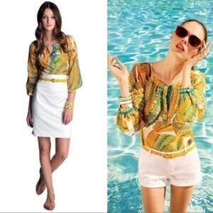 Trina Turk for Banana Republic Silk/Cotton Blend Blouse, Career, Mod 70's, 2